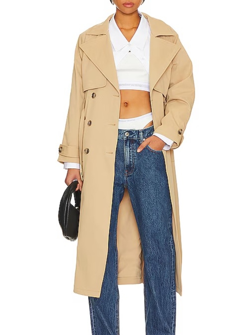 Ena Pelly Beige Long Trench Coat